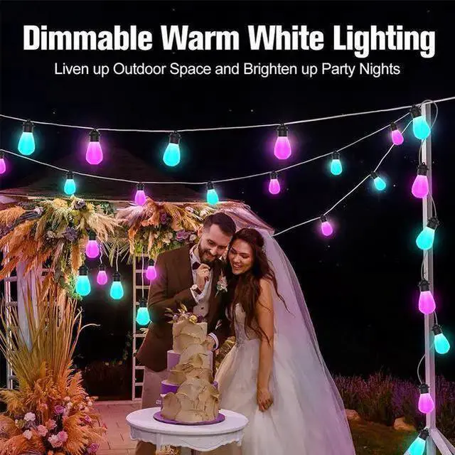 Alt view image 6 of 6 - Tuya Smart WiFi RGBIC LED String Light, 15M 20LEDs Globe Bulbs Outdoor Waterproof, Music Sync, APP+IR Remote Control Bluetooth BLE Smart String Light for Garden, Patio, Party, Christmas