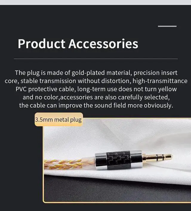 Alt view image 12 of 14 - Gold Silver Plated IEM Cable, Upgrade Headphone Wire for ZS10 PRO/ZSN Pro X/ZSN PRO/ZSX/ZSN/AS12/AS16/ZAX/DQ6 C12/CA16/CA4/NRA