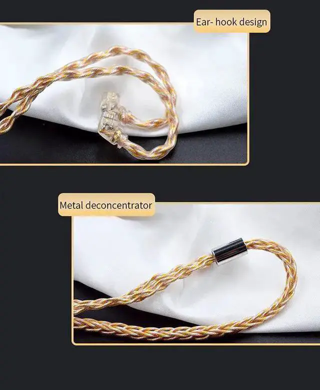 Alt view image 13 of 14 - Gold Silver Plated IEM Cable, Upgrade Headphone Wire for ZS10 PRO/ZSN Pro X/ZSN PRO/ZSX/ZSN/AS12/AS16/ZAX/DQ6 C12/CA16/CA4/NRA