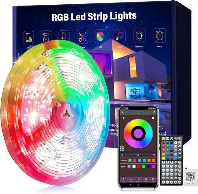 Alt view image 8 of 14 - Ledagic 50 ft LED Lights for Bedroom Music Sync RGB LED Strip Lights with APP & Remote Control LED Lights for Room Home Party Christmas Wall Decor (1 Roll of 50ft)