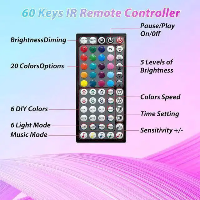 Alt view image 14 of 14 - Ledagic 50 ft LED Lights for Bedroom Music Sync RGB LED Strip Lights with APP & Remote Control LED Lights for Room Home Party Christmas Wall Decor (1 Roll of 50ft)