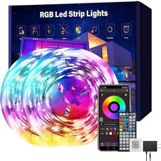 Alt view image 8 of 14 - Ledagic Led Lights for Bedroom 150 ft (2 Rolls of 75ft), Music Sync RGB Led Strip Lights with Remote App Control, Color Changing Led Lights for Room Home Kitchen Party Decor