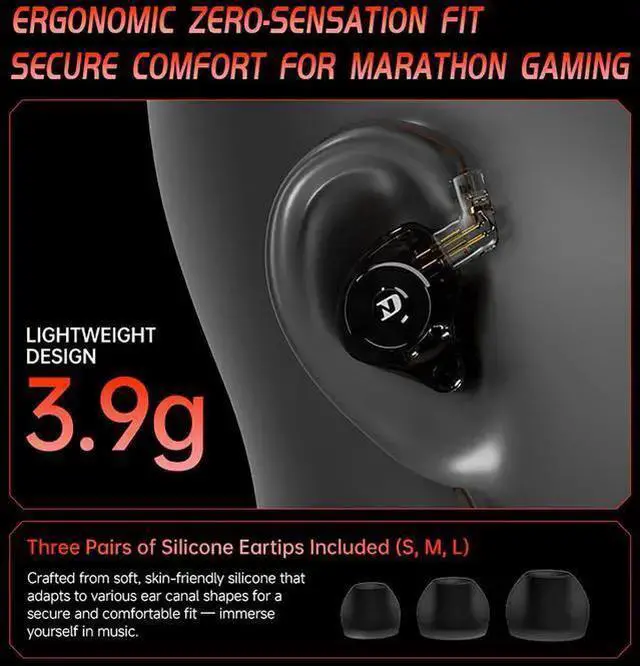 Alt view image 13 of 14 - ND Leo IEM Earbuds, 10mm Custom Dynamic Driver in Ear Monitor Headphones, Dual-Mode Tuning Music & Gaming Earbuds for Gamers Musicians Singer dj