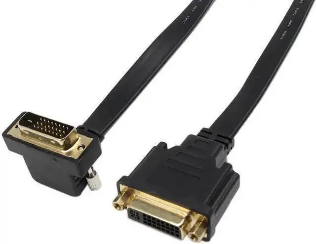 Alt view image 8 of 10 - DVI Extension Cable, 1FT Flat Slim DVI-D Dual Link 24+1 Digital Video 90 Degree Angle Male to DVI Female Extension Cable