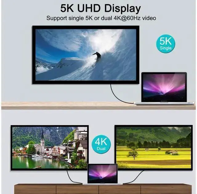 Alt view image 14 of 14 - 0.7M/2.3ft 100W Thunderbolt 3 cable 40Gbps 5K@60Hz Thunderbolt 3 to Thunderbolt 3 Cable for Thunderbolt 3 Docking Station Macs eokCXOY