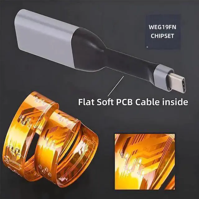 Alt view image 14 of 14 - USB-C to Mini DP Adapter 4K 60hz Type-C Source to Mini Displayport Sink HDTV Converter Ultra Slim Flat Cable 1080p for Laptop Tablet Phone