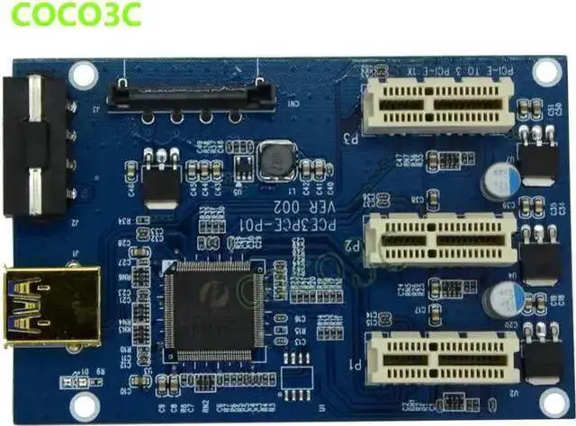Alt view image 8 of 11 - 1 to 3 PCI express 1X slots Riser Card PCIe x1 to external 3 PCIe slot adapter PCI-e Port Multiplier Card