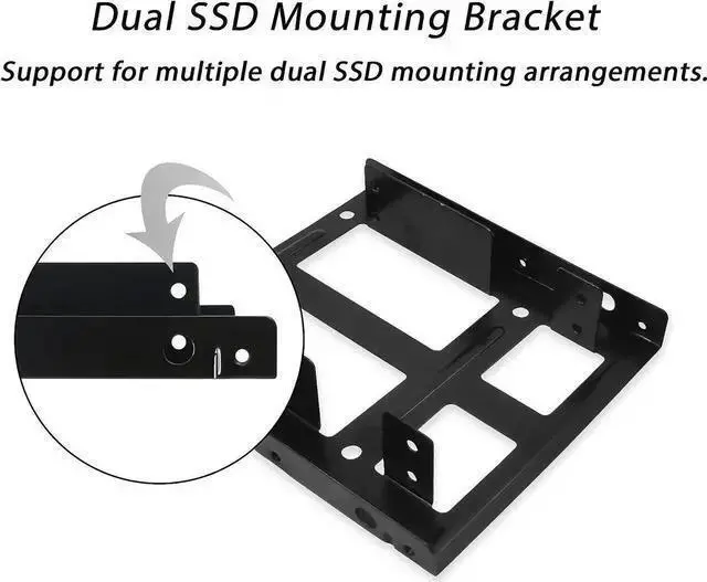 Alt view image 9 of 14 - Dual SSD Mounting Bracket 2.5 to 3.5 Internal Hard Drive Adapter SSD HDD Drive Bays Metal Mounting Holder Kit (Pack of 2) (Dual SSD Adapter)