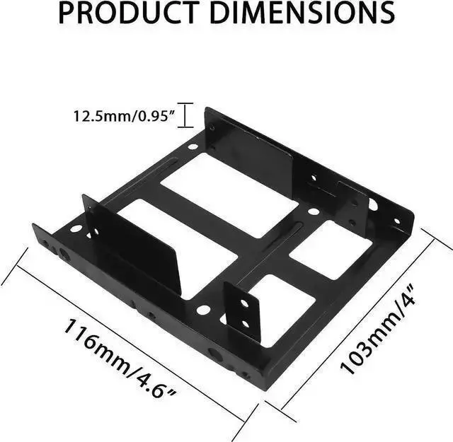 Alt view image 14 of 14 - Dual SSD Mounting Bracket 2.5 to 3.5 Internal Hard Drive Adapter SSD HDD Drive Bays Metal Mounting Holder Kit (Pack of 2) (Dual SSD Adapter)
