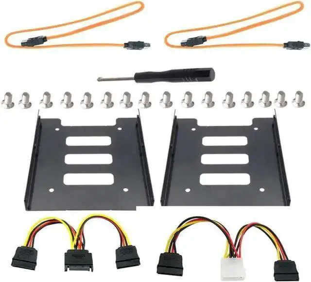 Alt view image 6 of 9 - 2Pack SSD Mounting Bracket 2.5 to 3.5 Adapter with SATA Cable and Power Splitter Cable,DIY 2.5" to 3.5" Internal SSD/HDD Mounting Kit (Yellow)