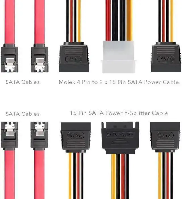 Alt view image 7 of 9 - 2Pack SSD Mounting Bracket 2.5 to 3.5 Adapter with SATA Cable and Power Splitter Cable,DIY 2.5" to 3.5" Internal SSD/HDD Mounting Kit (Yellow)