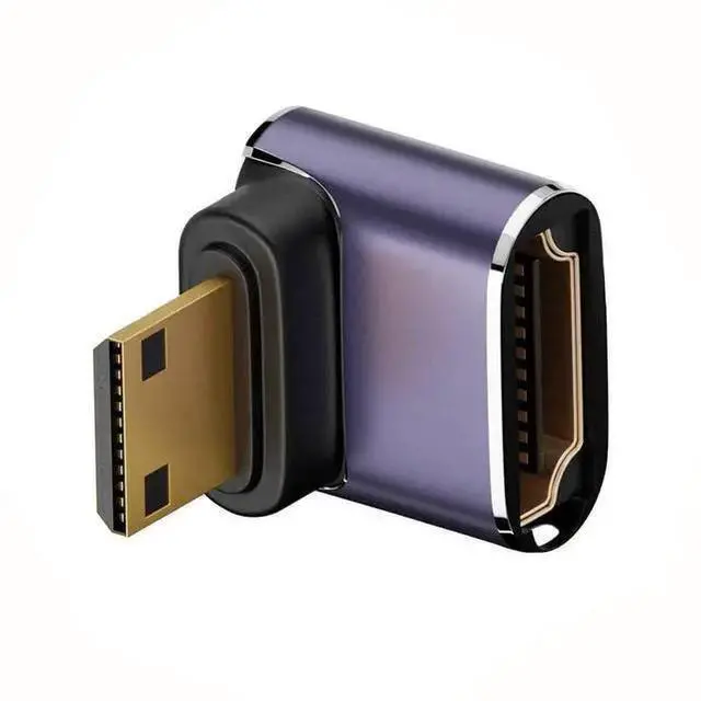 Alt view image 8 of 14 - 8K 60hz HDTV Mini HDMI 90 Degree Extender Gold Converter, Up Angled Mini HDMI Male to Female HDMI 2.1 UHD Extension Adapter