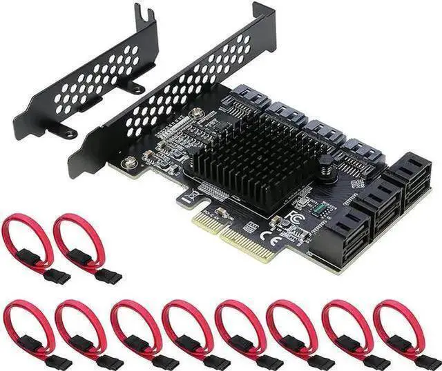 Alt view image 8 of 14 - PCIe x4 SATA Card, 10 Port SATA 6Gbps Controller Expansion Card with Low Profile Bracket, Support 10 SATA 3.0 Devices
