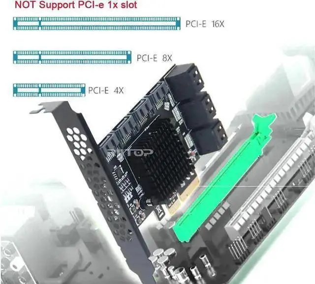 Alt view image 11 of 14 - PCIe x4 SATA Card, 10 Port SATA 6Gbps Controller Expansion Card with Low Profile Bracket, Support 10 SATA 3.0 Devices