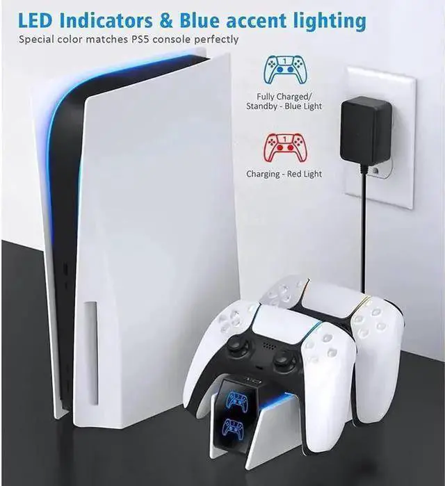 Alt view image 12 of 12 - WISDUM PS5 Controller Charger Dock Standation Compatible with Play Standation 5 DualSense Controller Remote Charger Docking Standation Fast Charging Dock Standation with 2 Types of Cable