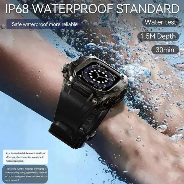 Alt view image 10 of 14 - WISDUM Waterproof Case for Apple Watch Series 10 42mm, Protective Rugged Case with Soft Silicone Band and Built-in Screen Protector for iWatch Series 10 42mm
