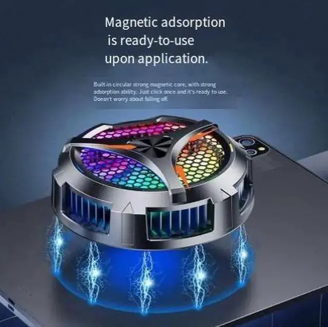 Alt view image 7 of 8 - X42 Magnetic Semiconductor Phone & iPad Cooler, Large 100mm Freeze Radiator with Digital Display 9V/2.1A High Power, Dual-Level Cooling (Standard/Extreme), RGB Light For Tablet Gaming