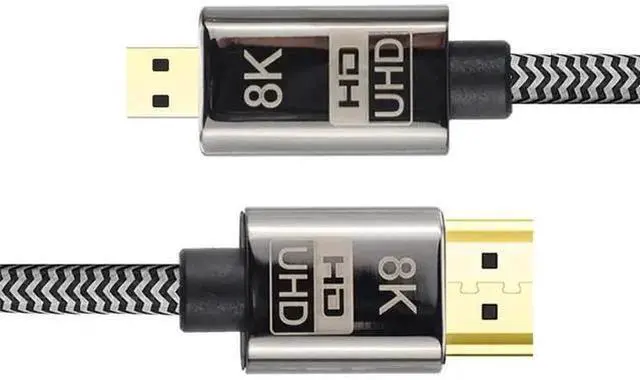 Alt view image 9 of 14 - Micro HDMI to HDMI 2.1 Ultra-HD UHD 8K 60hz 4K 120hz Cable 48Gbs HDMI Cord for Camera Tablet (1.0m)