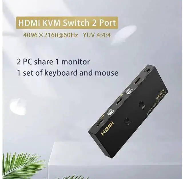 Alt view image 9 of 14 - KVM Switch HDMI 2 Port 4K @60Hz, 2x1 HDMI KVM Switch for 2 Computers Sharing 1 Monitor and 3 USB Devices, with Extension Control Switch and 2 USB Cable & 2 HDMI Cable eokCXOY