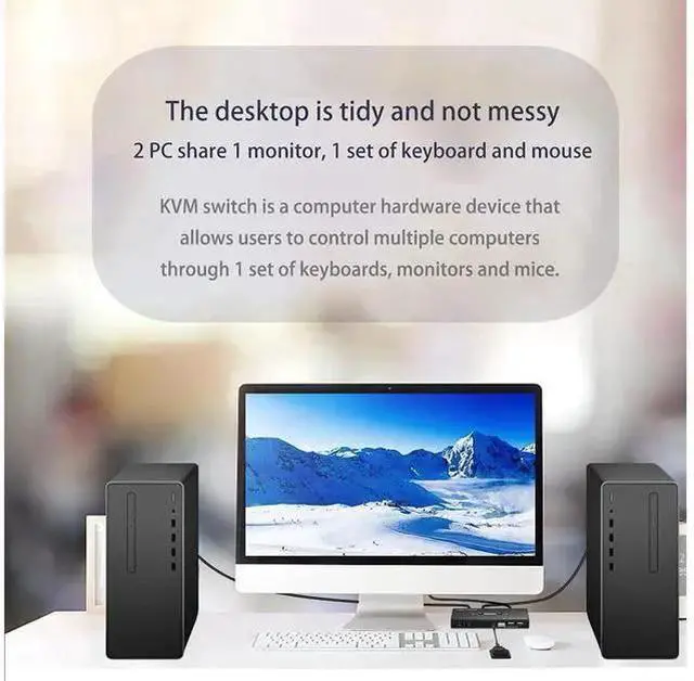 Alt view image 11 of 14 - KVM Switch HDMI 2 Port 4K @60Hz, 2x1 HDMI KVM Switch for 2 Computers Sharing 1 Monitor and 3 USB Devices, with Extension Control Switch and 2 USB Cable & 2 HDMI Cable eokCXOY