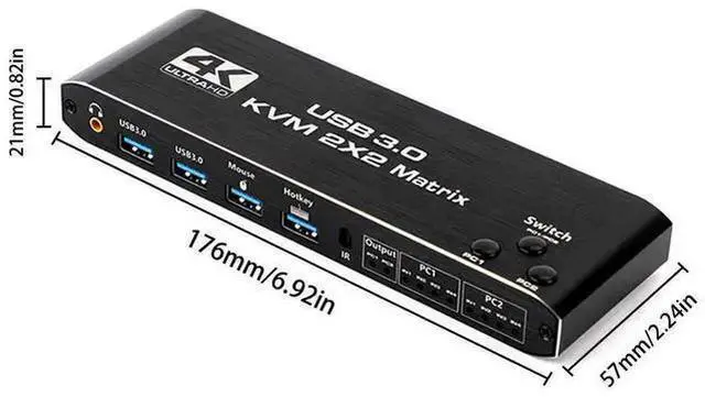 Alt view image 14 of 14 - Dual Monitor HDMI KVM Matrix Switch 2x2, USB 3.0 HDMI KVM Switch for 2 Computers 2 Monitors, HDMI KVM Switch 2 in 2 out 4K 60Hz 2x2 Mixed Display for PC laptop Windows, macOS, Linux, and UNIX eokCXOY