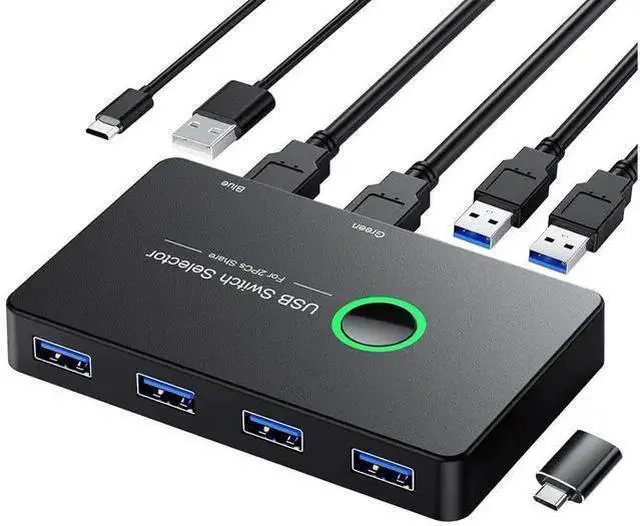 Alt view image 8 of 14 - USB 3.0 Switch 2 in 4 Out, USB Switcher 2 Computers Share 4 USB for PC Mouse Keyboard Printer Scanner, USB KVM Switch Selector Compatible with Windows, Mac, Linux eokCXOY