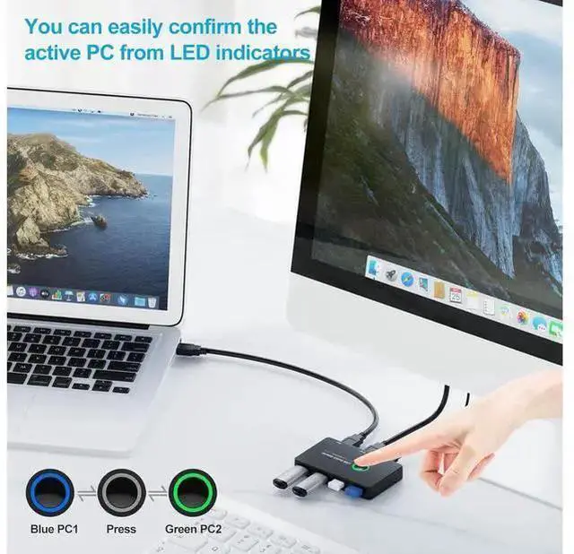 Alt view image 10 of 14 - USB 3.0 Switch 2 in 4 Out, USB Switcher 2 Computers Share 4 USB for PC Mouse Keyboard Printer Scanner, USB KVM Switch Selector Compatible with Windows, Mac, Linux eokCXOY