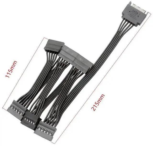 Alt view image 12 of 12 - SATA Power Extension Cable 15 Pin SATA Male to Female Extender Cable Adapter for HDD Hard Drive 30inch 70cm (1 to 6)