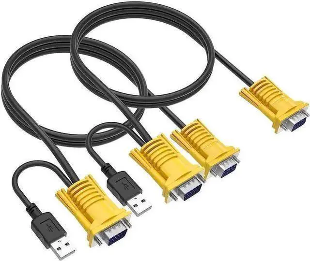 Alt view image 7 of 12 - VGA KVM Cable 5ft, USB VGA 2in1 KVM Cable for VGA KVM Switch (2pack, 1.5m)