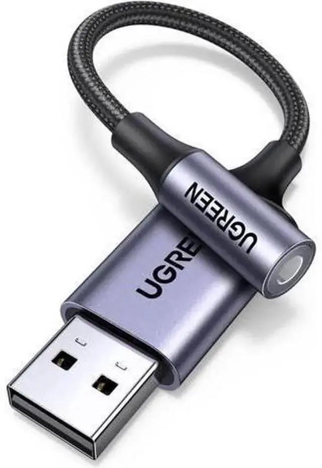 Main image of WISDUM USB to 3.5mm Jack Audio Adapter Sound Card Support Mic TRRS Headphone DAC 24bit 96kHz Nylon Braided USB to Aux Jack Compatible with Windows Mac Linux PC PS5 PS4 Switch 2 Speaker, 9.8 Inch