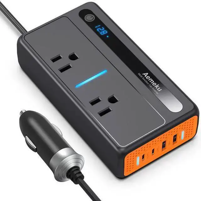Alt view image 7 of 12 - 300W Car Power Inverter, 12V DC to 110V AC Converter with 2 AC Outlets & 2 USB Ports PD Fast Charging, Universal Socket for Laptop, Phone, Tablet For Car, Truck, RV