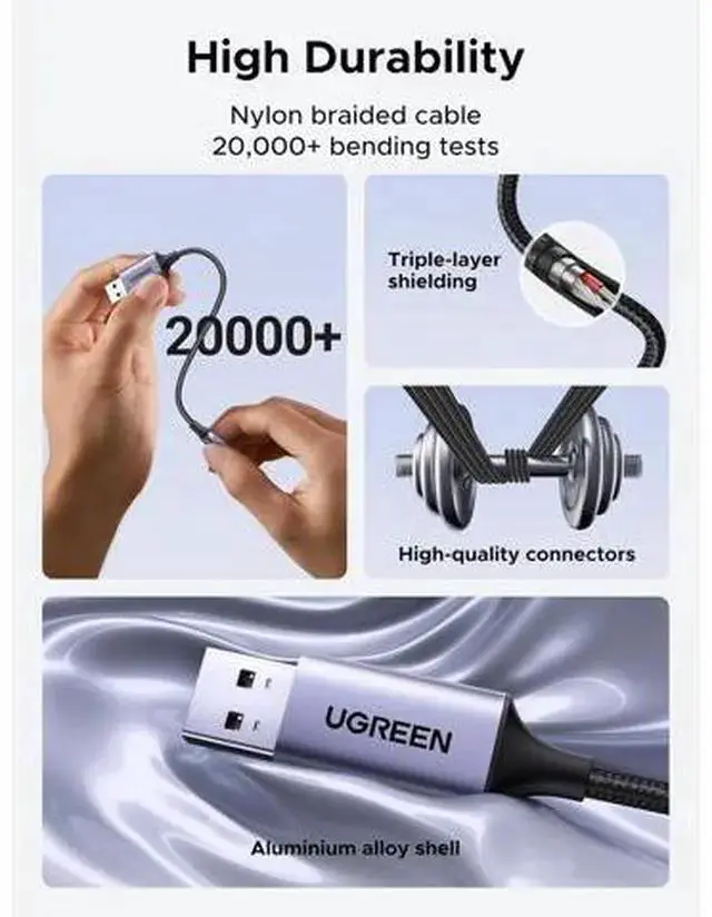 Alt view image 4 of 7 - WISDUM USB to 3.5mm Jack Audio Adapter Sound Card Support Mic TRRS Headphone DAC 24bit 96kHz Nylon Braided USB to Aux Jack Compatible with Windows Mac Linux PC PS5 PS4 Switch 2 Speaker, 9.8 Inch
