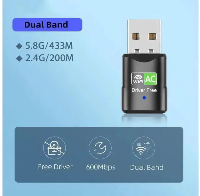 Alt view image 9 of 14 - USB WiFi Adapter, 5G/2.4G Driver Free Dual Band Wireless USB WiFi Adapter for PC, 600Mbps High Speed WiFi Adapter for Desktop PC, USB WiFi Dongle Support Windows 7/8/10/11 eokCXOY