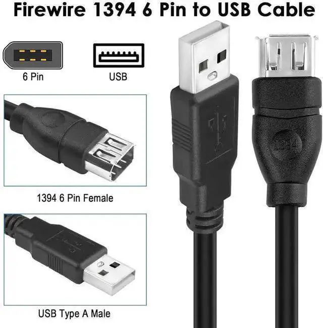 Alt view image 9 of 14 - Firewire 6-Pin to USB Adapter Cable IEEE 1394 Firewire 400 Female to USB 2.0 Male Converter Connector Cord for Computer Connecting Old External Hard Driver/Camcorder/Camera/Scanner 20cm