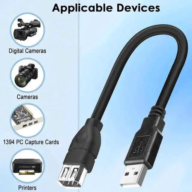 Alt view image 10 of 14 - Firewire 6-Pin to USB Adapter Cable IEEE 1394 Firewire 400 Female to USB 2.0 Male Converter Connector Cord for Computer Connecting Old External Hard Driver/Camcorder/Camera/Scanner 20cm