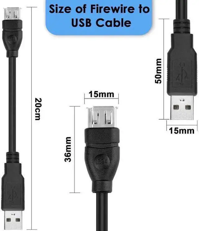 Alt view image 13 of 14 - Firewire 6-Pin to USB Adapter Cable IEEE 1394 Firewire 400 Female to USB 2.0 Male Converter Connector Cord for Computer Connecting Old External Hard Driver/Camcorder/Camera/Scanner 20cm