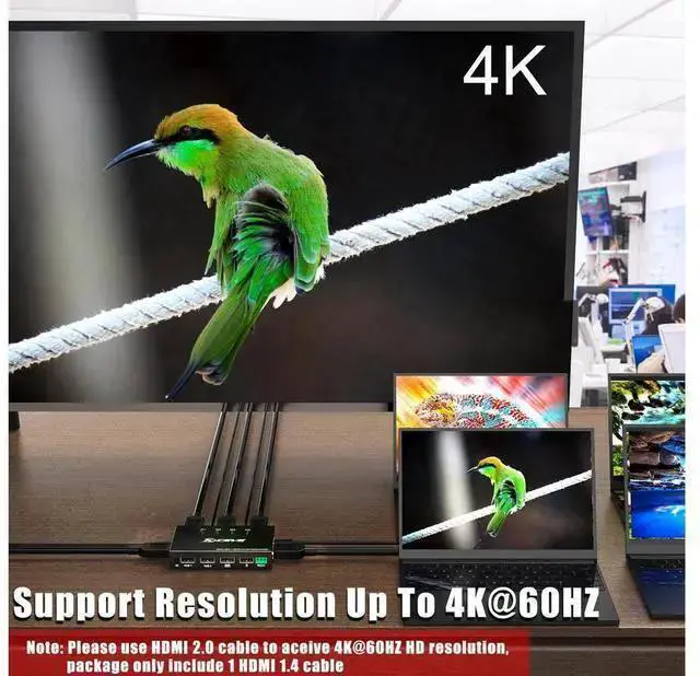 Alt view image 10 of 12 - 4 Ports HDMI 2.0 KVM Switch 4K@60Hz USB HDMI KVM Adaptive EDID/HDCP Decryptionfor Mouse Keyboard Hub for PC Laptop (without Remote Controller) eokCXOY