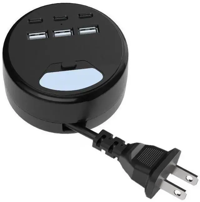 Alt view image 5 of 8 - Retractable US Power Strip, 6-Outlet Surge Protector with 2 USB Ports (5V/2.1A), 1.2m Extension Cord Space-Saving Retractable Design for Dorm, Travel, Home Office 1250W/10A