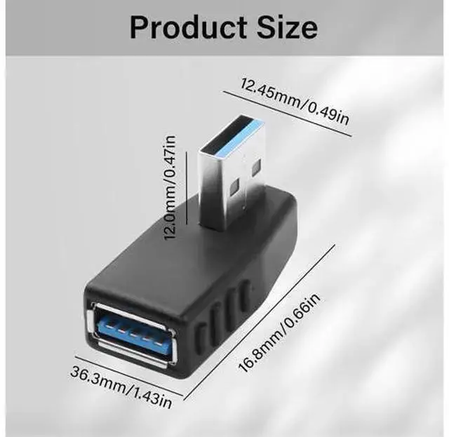 Alt view image 7 of 7 - WISDUM 90 Degree USB 3.0 Adapter USB A 3.0 Male to Female Adapter Right Angle USB A Extender Adapter Supports Charging/Transfer for Laptop Mobile Power Mouse USB Stick 2Pcs (Right Angle)