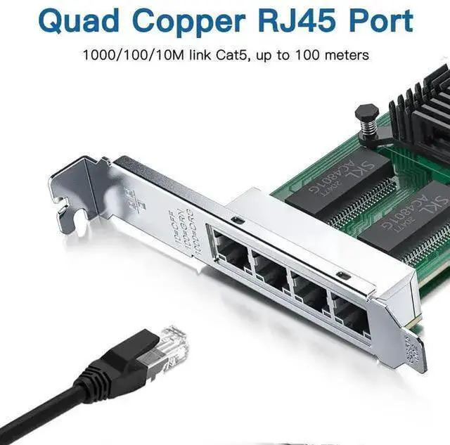 Alt view image 8 of 12 - Gigabit 4 Port NIC with Intel I350 Chip, 1Gb Network Card Compare to Intel I350-T4 NIC, Quad RJ45 Ports, PCI Express 2.1 X4, Ethernet Card with Low Profile for Windows/Windows Server/Linux