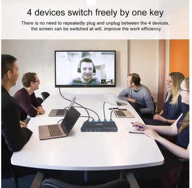 Alt view image 10 of 14 - KVM Switch HDMI 4K @60Hz 4 Port Box, USB Switch with 4 USB 2.0 Hubs, 4 in 1 Out HDMI KVM Switch Support Wireless Keyboard and Mouse and hotkey Switching, No Power Require eokCXOY