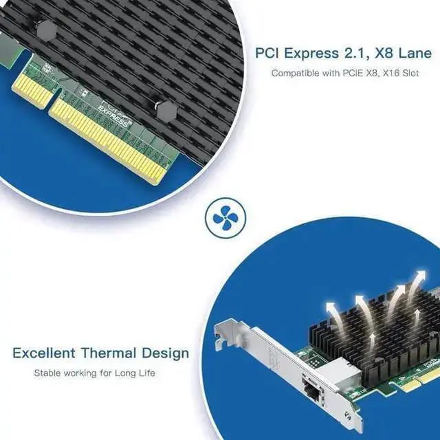 Alt view image 12 of 14 - 10Gb RJ45 PCI-E Network Card NIC, Compare to Intel X540-T1, with Intel X540-BT2 Chip, Single RJ45 Ports, PCI Express X8, Ethernet Converged Network Adapter Support Windows/Linux/VMware