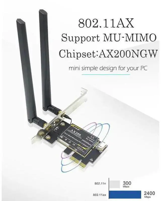 Alt view image 11 of 13 - PCIe WiFi 6 Network Card Wireless Adapter Bluetooth 5.0 AX 3000 Mbps AX200 Dual Band 5.GHz/2.4GHz PCI-E Wireless WiFi Network Adapter Card for Desktop Windows 10 64-bit eokCXOY