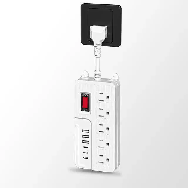 Alt view image 5 of 8 - USA-05 US Power Strip, 3-Outlet Surge Protector with 2 USB-A Ports (5V/2.1A), 1.5m Extension Cord Overload Protection, All-Copper Conductors, UL94 V-2 Flame Retardant 1250W/10A