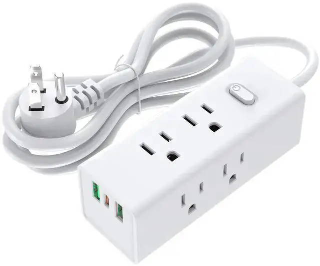 Alt view image 6 of 10 - USA-01 US Power Strip, 3-Outlet Surge Protector with 2 USB-A Ports (5V/2.1A), 1.2m Extension Cord All-Copper Conductors, Compact Desktop Design for Home Office 1875W/15A