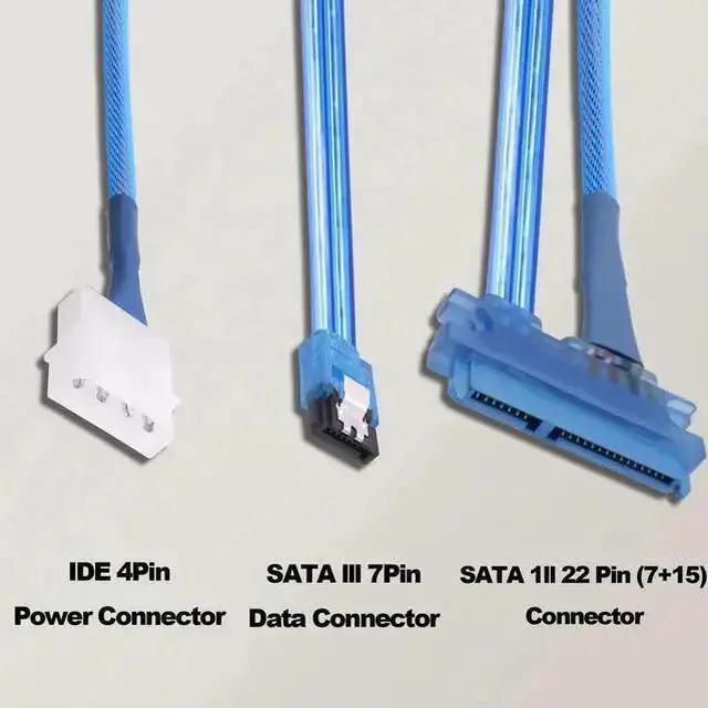 Alt view image 11 of 14 - 22Pin SATA Data Power Cable 2 in 1 SATA III 7+15 Pin to 7 Pin Data with IDE 4Pin Power Interface Female to Male Data and Power Combo Extension Cable for Hard Disk Optical Drive -50cm-2pcs