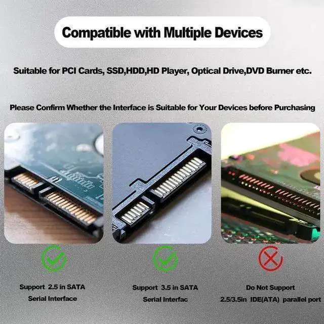 Alt view image 9 of 14 - 22Pin SATA Data Power Cable 2 in 1 SATA III 7+15 Pin to 7 Pin Data with IDE 4Pin Power Interface Female to Male Data and Power Combo Extension Cable for Hard Disk Optical Drive -50cm-2pcs