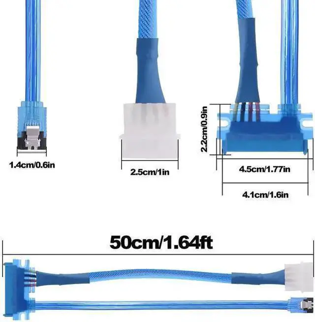 Alt view image 14 of 14 - 22Pin SATA Data Power Cable 2 in 1 SATA III 7+15 Pin to 7 Pin Data with IDE 4Pin Power Interface Female to Male Data and Power Combo Extension Cable for Hard Disk Optical Drive -50cm-2pcs
