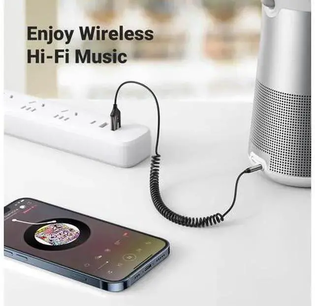 Alt view image 7 of 7 - WISDUM Aux to Bluetooth 5.4 Adapter 3.5mm Bluetooth Receiver for Car USB 2.0 to 3.5mm Jack Kit with Built-in Microphone Aux Input for Hands-Free Calls Compatible with Car Speaker and Home Audio