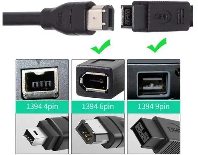 Alt view image 5 of 6 - WISDUM 9 PIN / 6 PIN BETA FireWire 800 - FireWire 400 9-6 Cable IEEE 1394B 1.8m Black